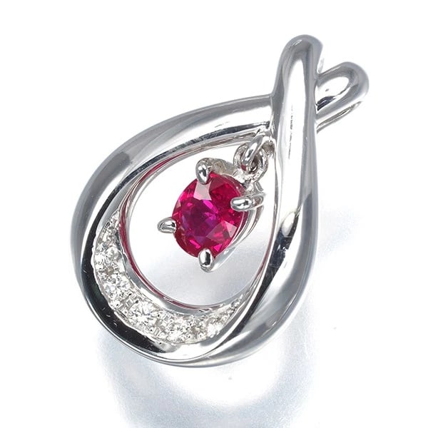 TASAKI PENDANT RUBY DIAMOND TEARDROP DROP 18K WG: TASAKI Pendant Ruby Diamond Teardrop Drop 18K WG Brand: TASAKI Type/Style: Pendant Material: 18K/ 750 White Gold, Main Stone Natural Color: White Gold Size: Design size: 20.2 x 13.8mm Bail inner diame