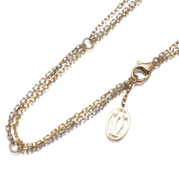 CARTIER CHAIN NECKLACE TRINITY 3COLOR 3-STRAND 18K YG/WG/RG: Cartier Chain Necklace Trinity 3color 3-strand 18K YG/WG/RG Brand: Cartier Type/Style: Necklace Material: 18K/750 YG/WG/RG, Color: YG,WG,RG Size: Necklace length: 38 / 42 / 46cm Accessories: None