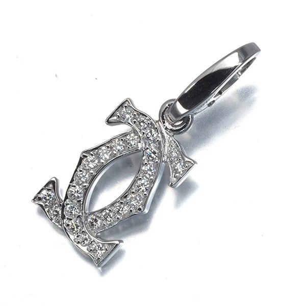 CARTIER PENDANT DIAMOND 2C DOUBLE C C2 CHARM 18K 750 WHITE GOLD: Cartier Pendant Diamond 2C Double C C2 Charm 18K 750 White Gold Brand: Cartier Type/Style: Pendant Material: 18K /750/ White Gold, Main Stone Natural Color: White Gold Size: Design size: 13.5 x 9.1mm 