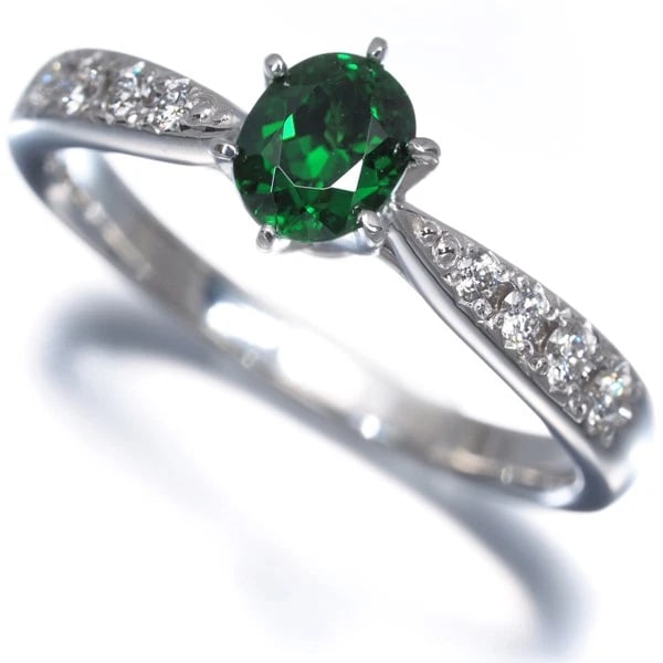 TASAKI RING GREEN GARNET DIAMOND 950 PLATINUM: TASAKI Ring Green Garnet Diamond 950 Platinum Brand: TASAKI Type/Style: Ring Material: 950/ Platinum, Main Stone Natural Color: Silver Size: US5.25-5.5 Accessories: None Accessories Notice: When