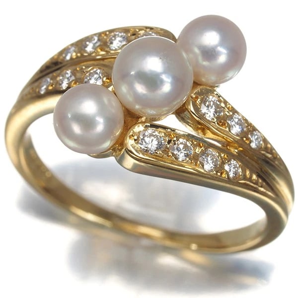 MIKIMOTO RING BABY AKOYA PEARL DIAMOND 18K YG: Mikimoto Ring Baby Akoya Pearl Diamond 18K YG Brand: MIKIMOTO Type/Style: Ring Material: 18K /750/ Yellow Gold, Main Stone Cultured Color: Yellow Gold Size: US4.75 Accessories: None Accessories