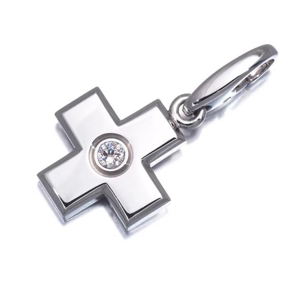 CARTIER PENDANT DIAMOND CROSS CHARM 18K 750 WHITE GOLD: Cartier Pendant Diamond Cross Charm 18K 750 White Gold Brand: Cartier Type/Style: Pendant Material: 18K /750 White Gold, Main Stone Natural Color: White Gold Size: Design size: 13.7 x 13.1mm Acces