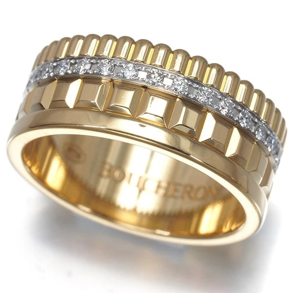 BOUCHERON RING DIAMOND QUATRE RADIANT 18K YG/WG: Boucheron Ring Diamond Quatre Radiant 18K YG/WG Brand: BOUCHERON Type/Style: Ring Material: 18K / 750 / Yellow Gold ,18K / 750 / White Gold, Main Stone Natural Color: YG,WG Size: US5 Accessories: