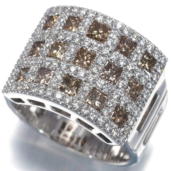 DAMIANI RING BROWN & CLEAR DIAMOND 18K WG (1 of 3)