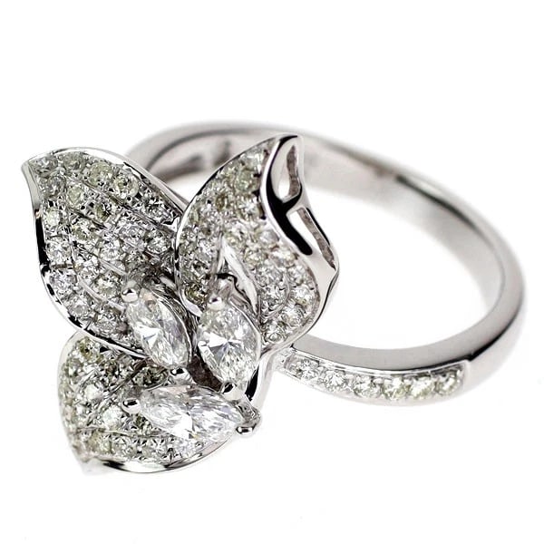 K18WG DIAMOND RING FLOWER - 2
