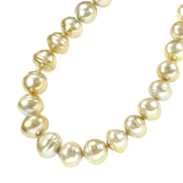 K14YG/PG GOLDEN PEARL NECKLACE: K14YG/PG golden pearl necklace Brand: None Type/Style: necklaces Material: K18YG/PG, Color: YG/PG Size: Chain Length 46cm Accessories: None Accessories Notice: When purchasing pre-owned goods, please