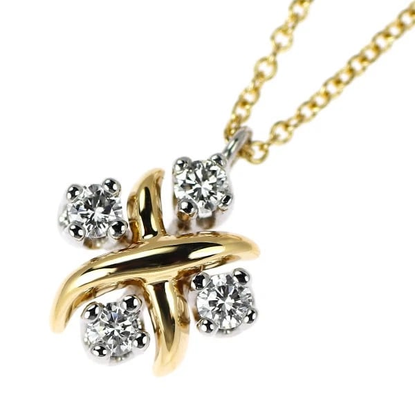 TIFFANY & CO. K18YG/PT950 DIAMOND PENDANT NECKLACE: Tiffany & Co. K18yg/PT950 Diamond Pendant Necklace Brand: Tiffany Type/Style: pendant necklace Material: Pt950, Main Stone Natural Color: Pt Size: Chain Length 41cm Accessories: None Acces