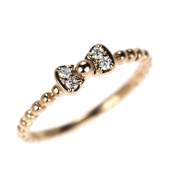 K18PG DIAMOND RING RIBBON PINKY: K18PG diamond ring ribbon pinky Brand: None Type/Style: Ring Material: K18PG, Main Stone Natural Color: PG Size: 2.75 - 3 US Accessories: None Accessories Notice: When purchasing pre-owned goods,