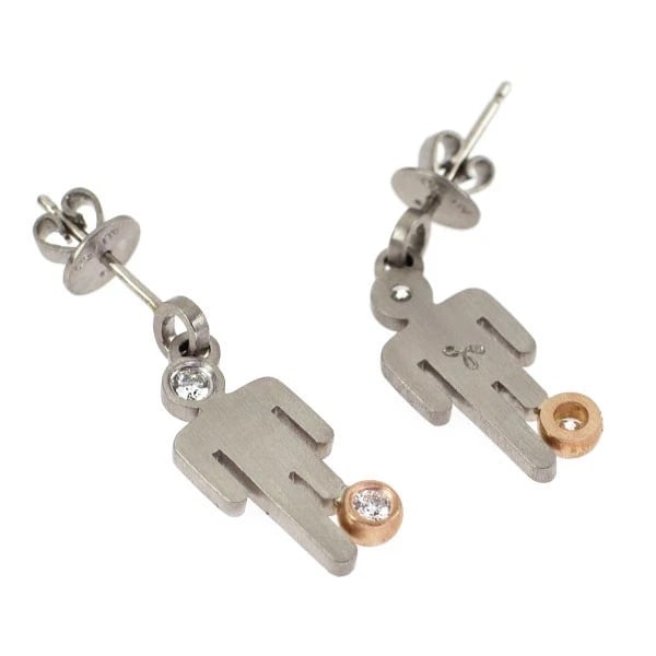 K18WG/PG DIAMOND EARRINGS - 2