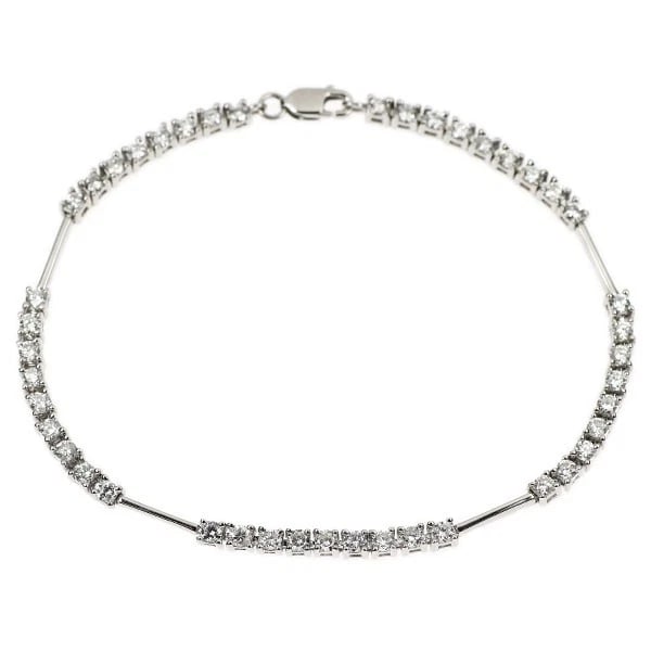 K18WG DIAMOND BRACELET: K18WG diamond bracelet Brand: None Type/Style: bracelets Material: K18WG, Main Stone Natural Color: WG Size: Chain Length 18cm Length/Width/Diameter 2.8 Accessories: None Accessories Notice: When