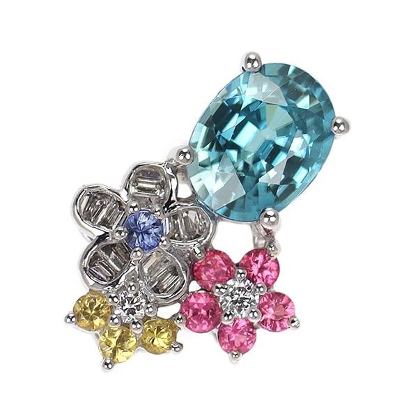 KASAHARA MASUMI K18WG DIAMOND PENDANT TOP: Kasahara Masumi K18WG Diamond Pendant Top Brand: None Type/Style: pendant top Material: K18WG, Main Stone Blue Zircon Sapphire Color: WG Size: Length/Width/Diameter 16.9 Accessories: None Accessories