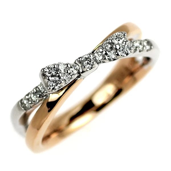 PONTEVECCHIO K18WG/PG DIAMOND RING: Pontevecchio K18WG/PG diamond ring Brand: Pontevecchio Type/Style: Ring Material: K18WG/PG, Main Stone Natural Color: WG/PG Size: 4 US Accessories: None Accessories Notice: When purchasing pre-owned