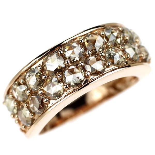 K18PG ROSE CUT DIAMOND RING: K18PG Rose Cut Diamond Ring Brand: None Type/Style: Ring Material: K18PG, Main Stone Natural Color: PG Size: 5.5 - 5.75 US Accessories: None Accessories Notice: When purchasing pre-owned g