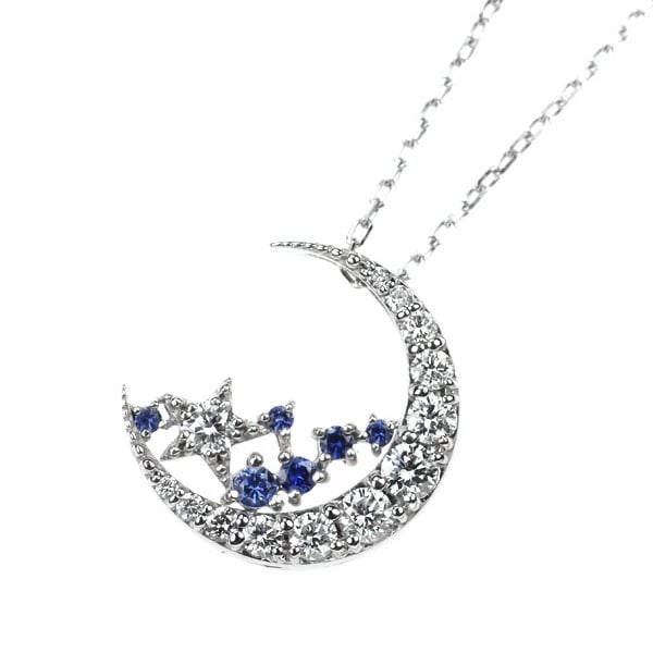 K18WG SAPPHIRE DIAMOND PENDANT NECKLACE: K18WG Sapphire Diamond Pendant Necklace Brand: None Type/Style: pendant necklace Material: K18WG, Main Stone Sapphire Color: WG Size: Chain Length 45cm Accessories: None Accessories Notice: When