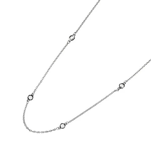 K18WG ROSE CUT DIAMOND STATION NECKLACE: K18WG Rose Cut Diamond Station Necklace Brand: None Type/Style: necklaces Material: K18WG, Main Stone Natural Color: WG Size: Chain Length 45cm Accessories: None Accessories Notice: When purchasing