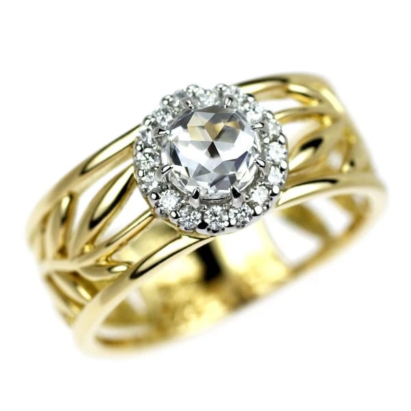 K18YG/ PT900 ROSE CUT DIAMOND RING: K18YG/ Pt900 rose cut diamond ring Brand: None Type/Style: Ring Material: K18YG/Pt900, Main Stone Natural Color: YG/None Size: 7.5 US Accessories: None Accessories Notice: When purchasing pre-owned