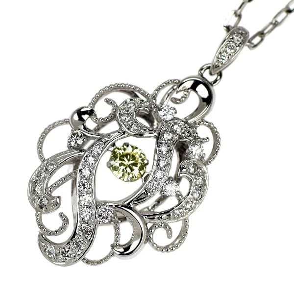 K18WG/ PT850 DIAMOND PENDANT NECKLACE: K18WG/ Pt850 Diamond Pendant Necklace Brand: None Type/Style: pendant necklace Material: K18WG /Pt850, Main Stone Natural Color: None Size: Chain Length: 46cm Accessories: None Accessories Notice: