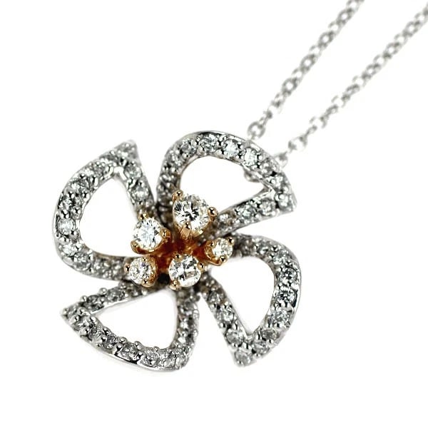 K18WG/PG DIAMOND PENDANT NECKLACE: K18WG/PG diamond pendant necklace Brand: None Type/Style: pendant necklace Material: K18WG/PG, Main Stone Natural Color: WG/PG Size: Chain Length 44.5cm Accessories: None Accessories Notice: When