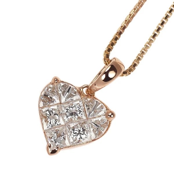 K18PG DIAMOND PENDANT NECKLACE HEART MYSTERY: K18PG Diamond Pendant Necklace Heart Mystery Brand: None Type/Style: pendant necklace Material: K18PG, Main Stone Natural Color: PG Size: Chain Length 45cm Accessories: None Accessories Notice: When
