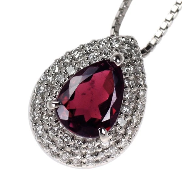 PT900/ PT850 RUBELLITE DIAMOND PENDANT NECKLACE: Pt900/ Pt850 Rubellite Diamond Pendant Necklace Brand: None Type/Style: pendant necklace Material: Pt900, Main Stone Natural Color: Pt Size: Chain Length 45cm Accessories: None Accessories Notice: