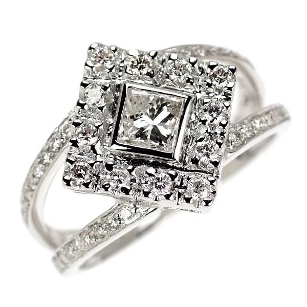 K18WG PRINCESS CUT DIAMOND NATURAL PINK DIAMOND RING: K18WG Princess Cut Diamond Natural Pink Diamond Ring Brand: None Type/Style: Ring Material: K18WG, Main Stone NAtural Color: WG Size: 5.25 US Accessories: None Accessories Notice: When purchasing