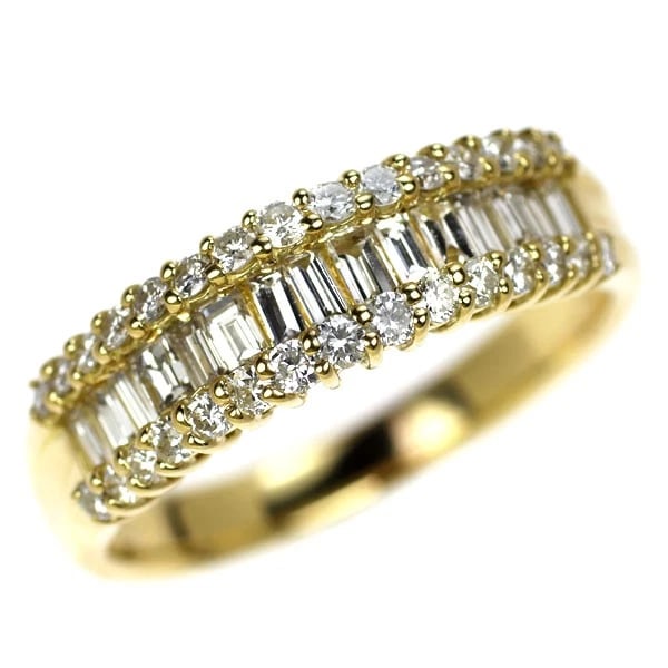 K18YG DIAMOND RING: K18YG diamond ring Brand: None Type/Style: Ring Material: K18YG, Main Stone Natural Color: YG Size: 5.5 - 5.75 US Accessories: None Accessories Notice: When purchasing pre-owned goods, please refer