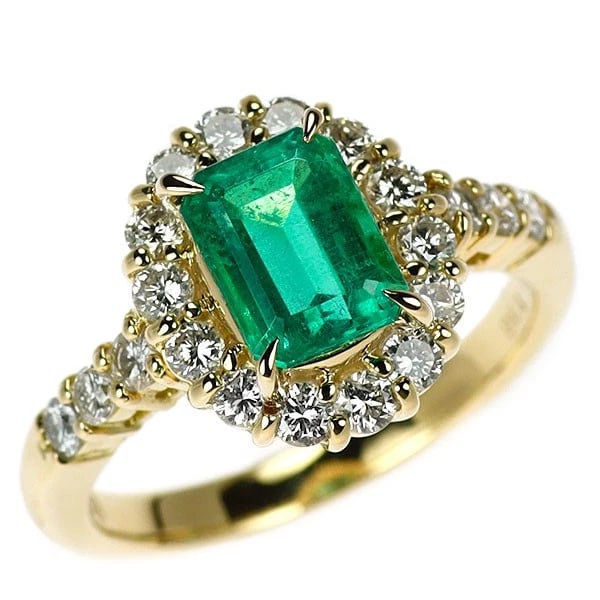K18YG EMERALD DIAMOND RING: K18YG Emerald Diamond Ring Brand: None Type/Style: Ring Material: K18YG, Main Stone Emerald Color: YG Size: 5.5 - 5.75 US Accessories: None Accessories Notice: When purchasing pre-owned goods, please