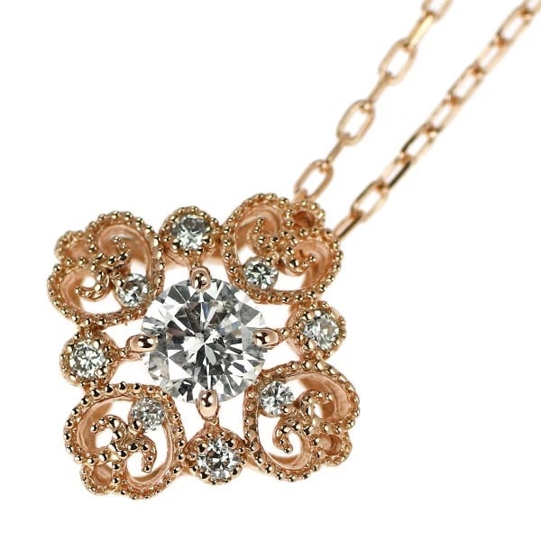 K18PG DIAMOND PENDANT NECKLACE: K18PG Diamond Pendant Necklace Brand: None Type/Style: pendant necklace Material: K18PG, Main Stone Natural Color: PG Size: Chain Length 45cm Accessories: None Accessories Notice: When purchasing