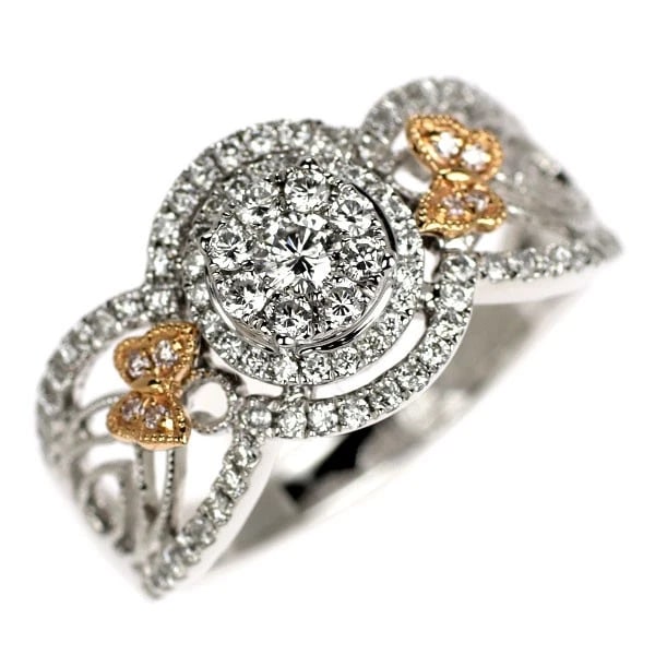 K18WG/PG COLLARLESS/NATURAL PINK DIAMOND RING: K18WG/PG Collarless/Natural Pink Diamond Ring Brand: None Type/Style: Ring Material: K18WG/PG, Main Stone Natural Color: WG/PG Size: 6 US Accessories: None Accessories Notice: When purchas