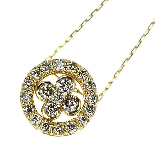 K18YG REVERSIBLE DIAMOND PENDANT NECKLACE: K18YG reversible diamond pendant necklace Brand: None Type/Style: pendant necklace Material: K18YG, Main Stone Natural Color: YG Size: Chain Length 45.5cm Accessories: None Accessories Notice: When