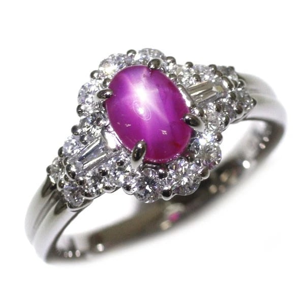 PT900 STAR RUBY DIAMOND RING: Pt900 Star Ruby Diamond Ring Brand: None Type/Style: Ring Material: Pt900, Main Stone Natural/Ruby Color: None Size: 5.25 US Accessories: None Accessories Notice: When purchasing pre-owned goods,