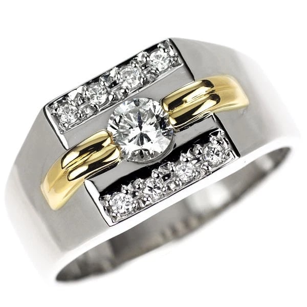 PT900/K18YG DIAMOND RING: PT900/k18yg diamond ring Brand: None Type/Style: Ring Material: Pt900, Main Stone Natural Color: None Size: 11 US Accessories: None Accessories Notice: When purchasing pre-owned goods, ple