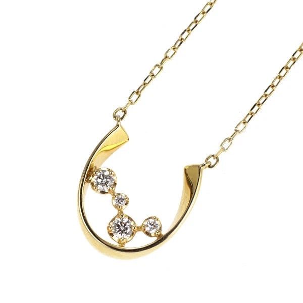 K18YG DIAMOND PENDANT NECKLACE HORSESHOE: K18YG Diamond Pendant Necklace Horseshoe Brand: None Type/Style: pendant necklace Material: K18YG, Main Stone Natural Color: YG Size: Chain Length: 41cm Accessories: None Accessories Notice: When