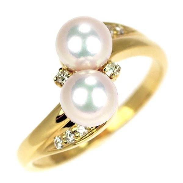 MIKIMOTO K18YG AKOYA PEARL DIAMOND RING: Mikimoto K18YG Akoya Pearl Diamond Ring Brand: Mikimoto Type/Style: Ring Material: K18YG, Main Stone Akoya Pearl\Natural Color: YG Size: 5.5 - 5.75 US Accessories: None Accessories Notice: When