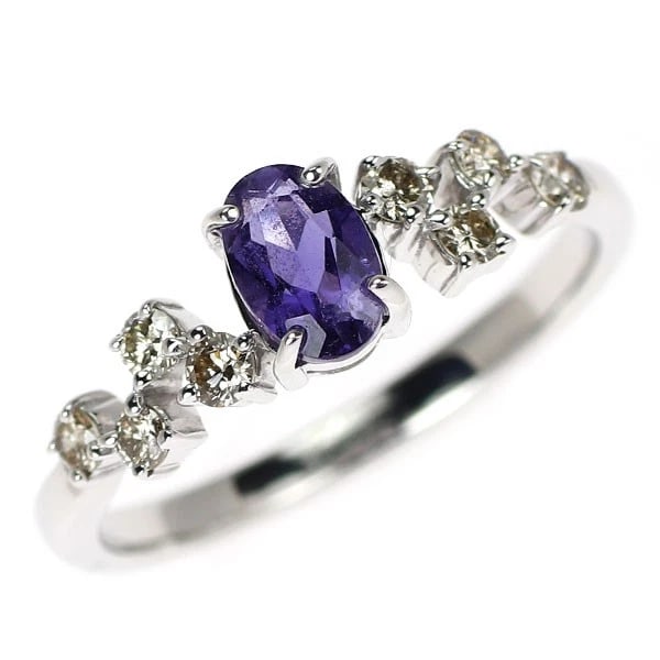 K10WG IOLITE DIAMOND RING: K10WG iolite diamond ring Brand: None Type/Style: Ring Material: K18WG, Main Stone Iolite Color: WG Size: 5.5 - 5.75 US Accessories: None Accessories Notice: When purchasing pre-owned goods, please