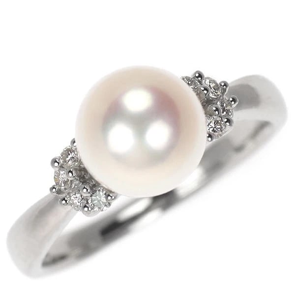 PT900 AKOYA PEARL DIAMOND RING: Pt900 Akoya Pearl Diamond Ring Brand: None Type/Style: Ring Material: Pt900, Main Stone Natural/Akoya Pearl Color: Pt Size: 5.25 US Accessories: None Accessories Notice: When purchasing pre-owned