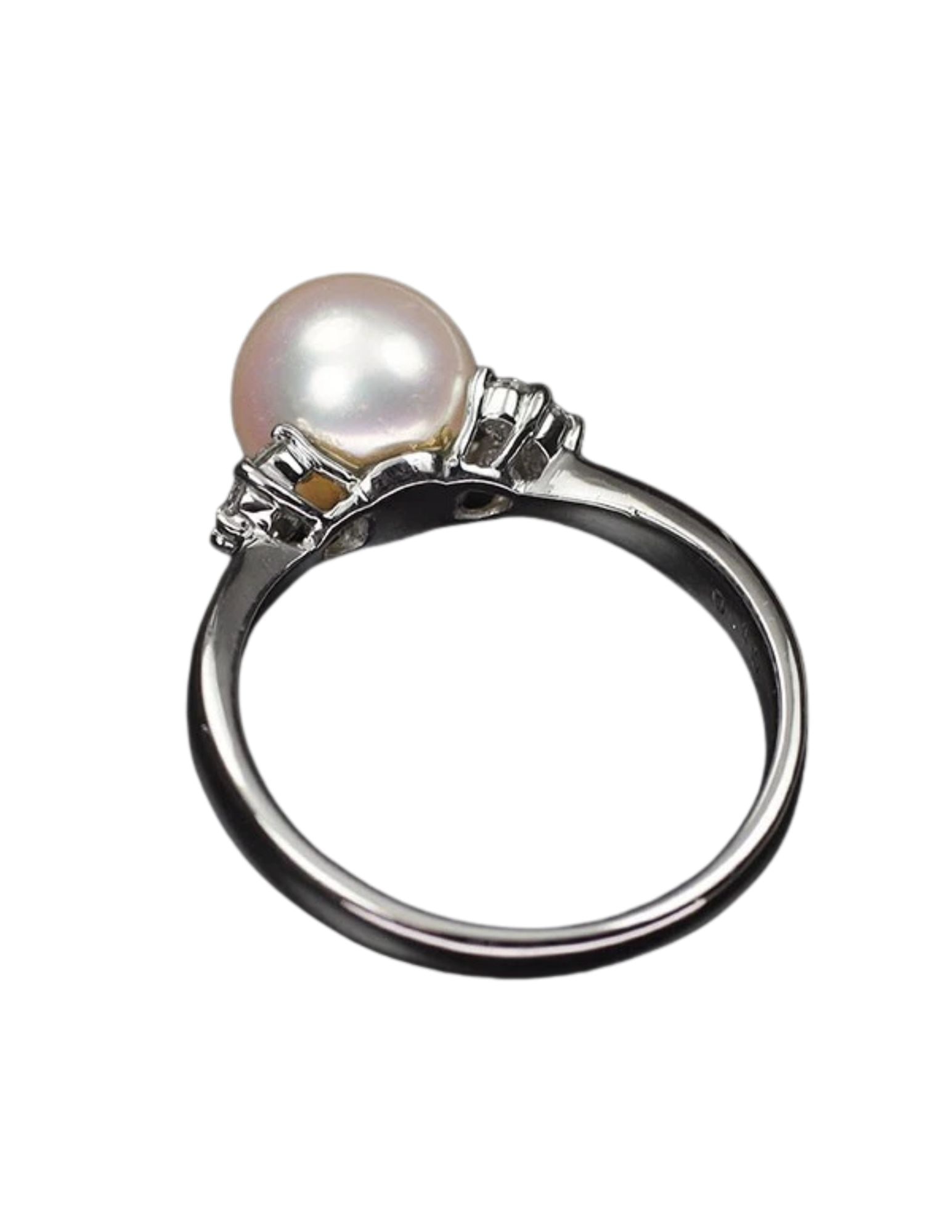 PT900 AKOYA PEARL DIAMOND RING - 2