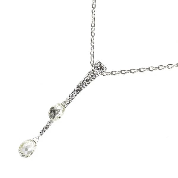 KASHIKEY PT900/ PT850 BRIOLETTE CUT DIAMOND PENDANT NECKLACE: Kashikey Pt900/ Pt850 Briolette Cut Diamond Pendant Necklace Brand: Kashikey Type/Style: pendant necklace Material: PT900, Main Stone Natural Color: Pt Size: Chain Length 45cm Accessories: None