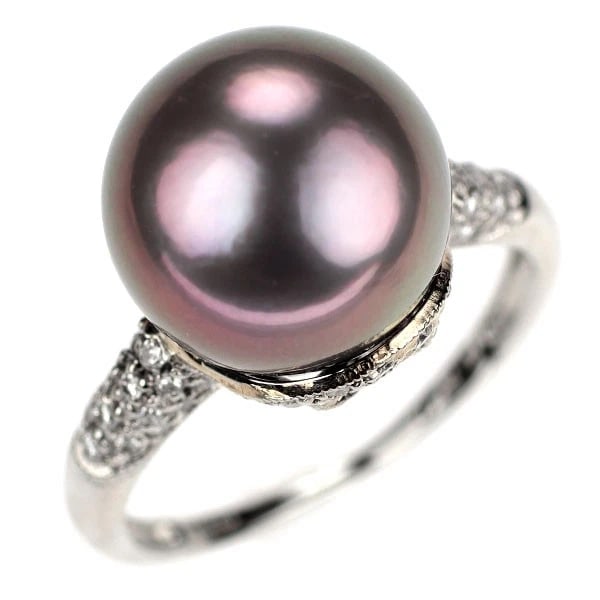 PT900 BLACK BUTTERFLY PEARL/PEARL DIAMOND RING: Pt900 black butterfly pearl/pearl diamond ring Brand: None Type/Style: Ring Material: Pt900, Main Stone black butterfly pearl\Natural Color: None Size: 6.25 - 6.5 US Accessories: None Accessories