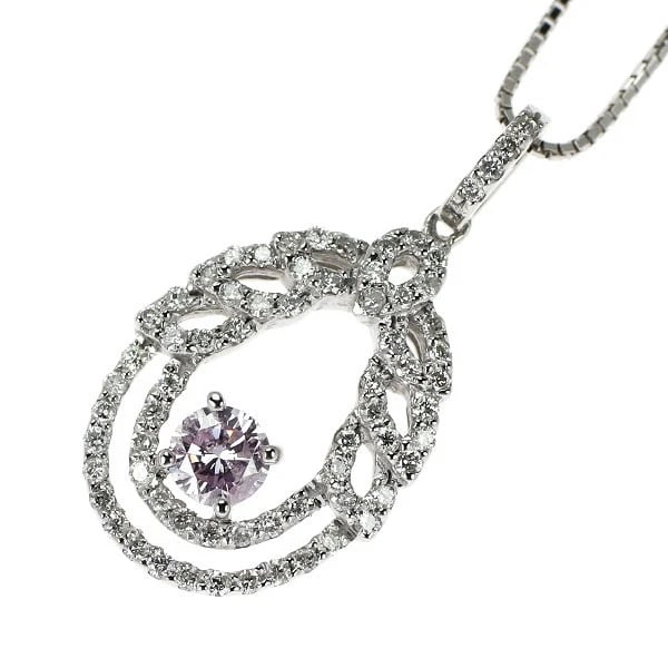 K18WG NATURAL PINK DIAMOND PENDANT NECKLACE: K18WG Natural Pink Diamond Pendant Necklace Brand: None Type/Style: pendant necklace Material: K18WG, Main Stone Natural Color: WG Size: Chain Length: 45cm Accessories: None Accessories Notice: When