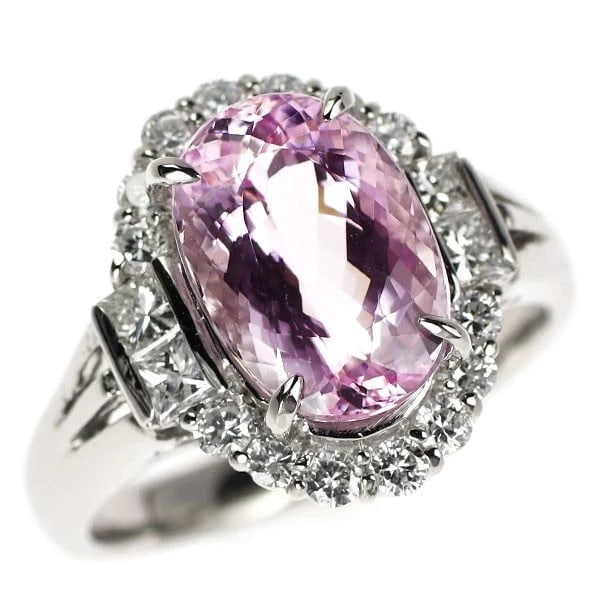 PT900 PINK IMPERIAL TOPAZ DIAMOND RING: Pt900 Pink Imperial Topaz Diamond Ring Brand: None Type/Style: Ring Material: Pt900, Main Stone Natural Color: Pt Size: 5.5 - 5.75 US Accessories: None Accessories Notice: When purchasing pre-owned