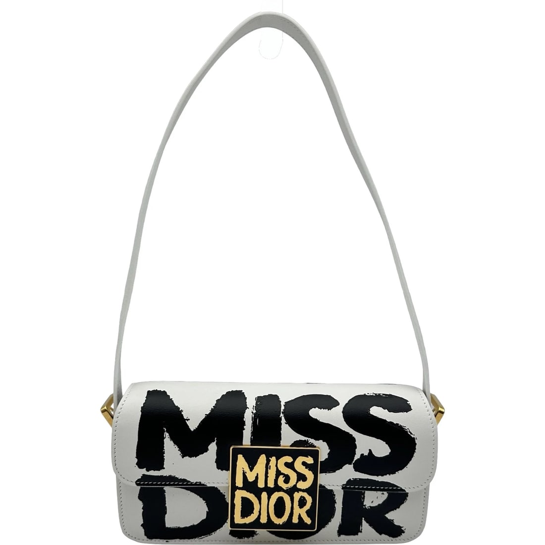 CHRISTIAN DIOR MISS DIOR SHOULDER BAG: Christian Dior Miss Dior Shoulder Bag Brand: Christian Dior Type/Style: Shoulder Bag Material: leather Color: white Size: W8.7 x H4.3x D2.0inch Accessories: None Accessories Notice: When purchasing