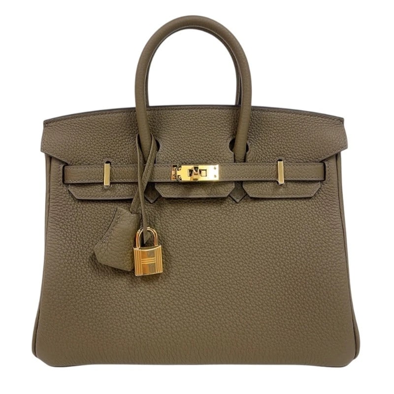 HERMES BIRKIN HANDBAG: HERMES Birkin Handbag Brand: HERMES Type/Style: Handbag Material: Togo Color: Tundra White Gold Hardware Size: W9.8 x H7.9x D5.1inch Accessories: None Accessories Notice: When purchasing pre-owned
