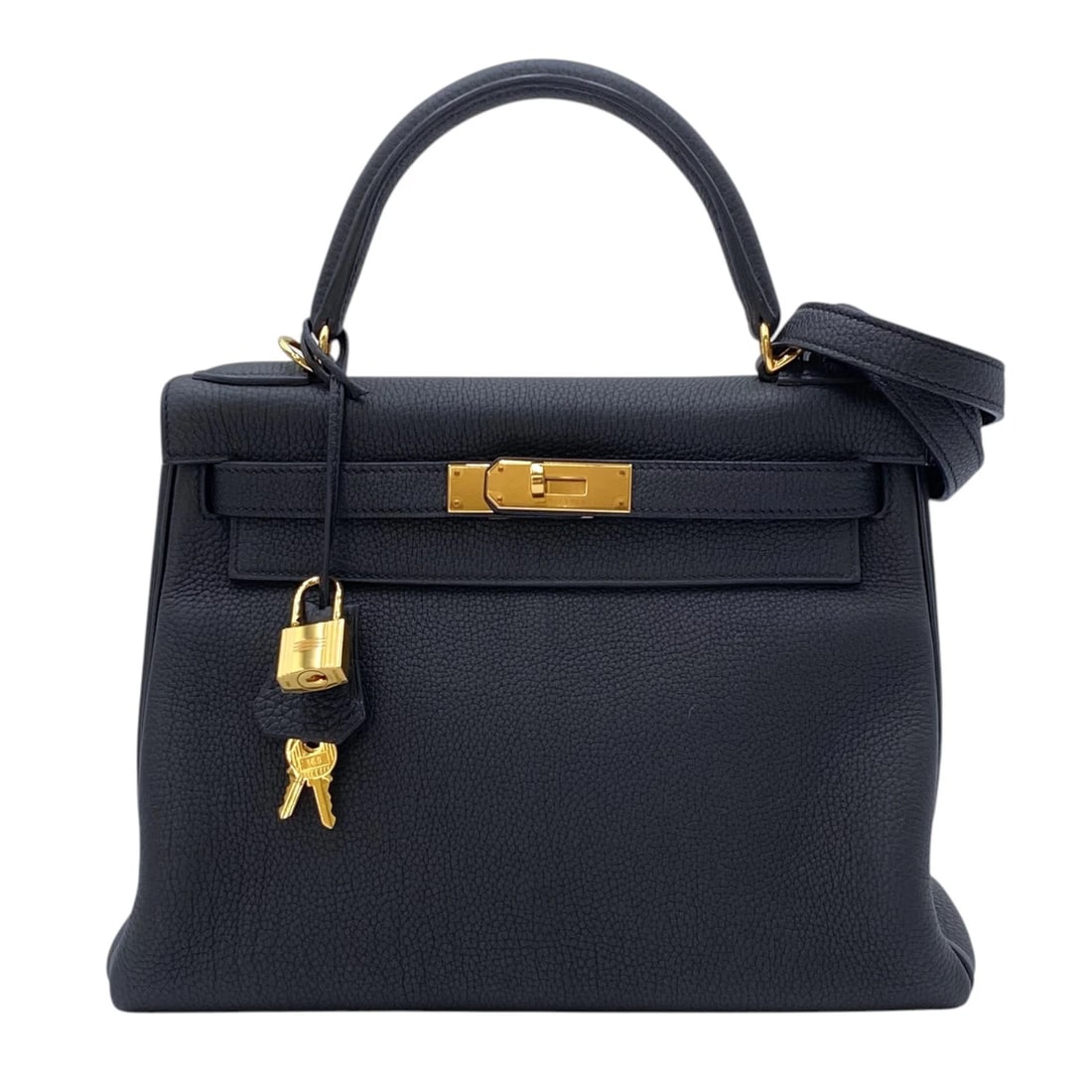 HERMES KELLY SHOULDER BAG: HERMES Kelly Shoulder Bag Brand: HERMES Type/Style: Shoulder Bag Material: Togo Color: Black Gold Hardware Size: W11.0 x H8.3x D4.7inch Shoulder:34.6inch Accessories: None Accessories Notice: When