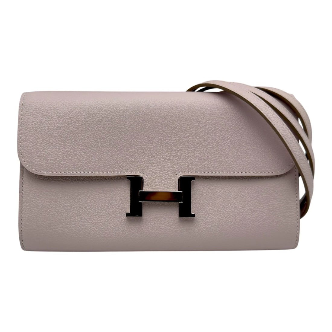 HERMES CONSTANCE TO GO SHOULDER BAG: HERMES constance to go Shoulder Bag Brand: HERMES Type/Style: Shoulder Bag Material: Evercolor Color: Mauve Pale Silver Hardware Size: W8.1 x H4.7x D1.0inch Shoulder:43.7inch Accessories: None