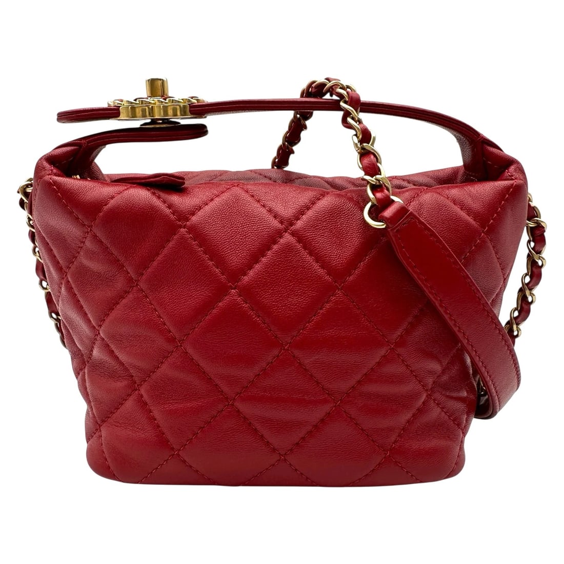 CHANEL SMALL HOBO HANDBAG: CHANEL Small Hobo Handbag Brand: CHANEL Type/Style: Handbag Material: lambskin Color: Red gold hardware Size: W6.1 x H4.9x D5.1inch Shoulder:47.2inch Accessories: None Accessories Notice: When