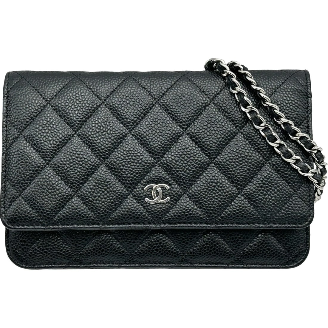 CHANEL MATRASSE CHAIN WALLET SHOULDER BAG: CHANEL Matrasse Chain wallet Shoulder Bag Brand: CHANEL Type/Style: Shoulder Bag Material: Caviar skin Color: Black SilverHardware Size: W7.5 x H4.9x D1.2inch Shoulder:48.8inch Accessories: None <