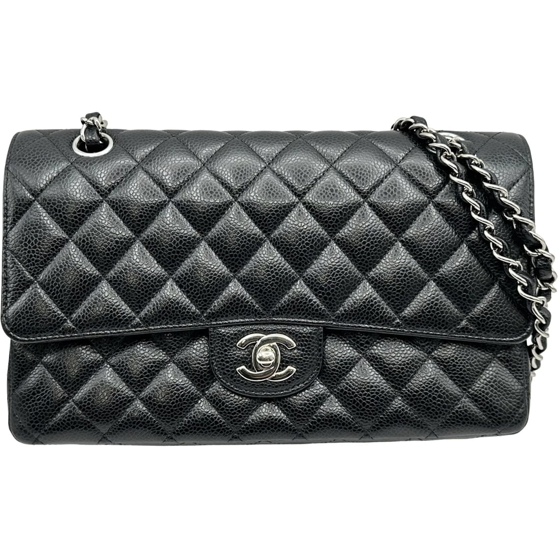 CHANEL MATRASSE SHOULDER BAG: CHANEL Matrasse Shoulder Bag Brand: CHANEL Type/Style: Shoulder Bag Material: Caviar skin Color: Black SilverHardware Size: W9.8 x H6.1x D2.6inch Shoulder:20.5inch Accessories: None Access