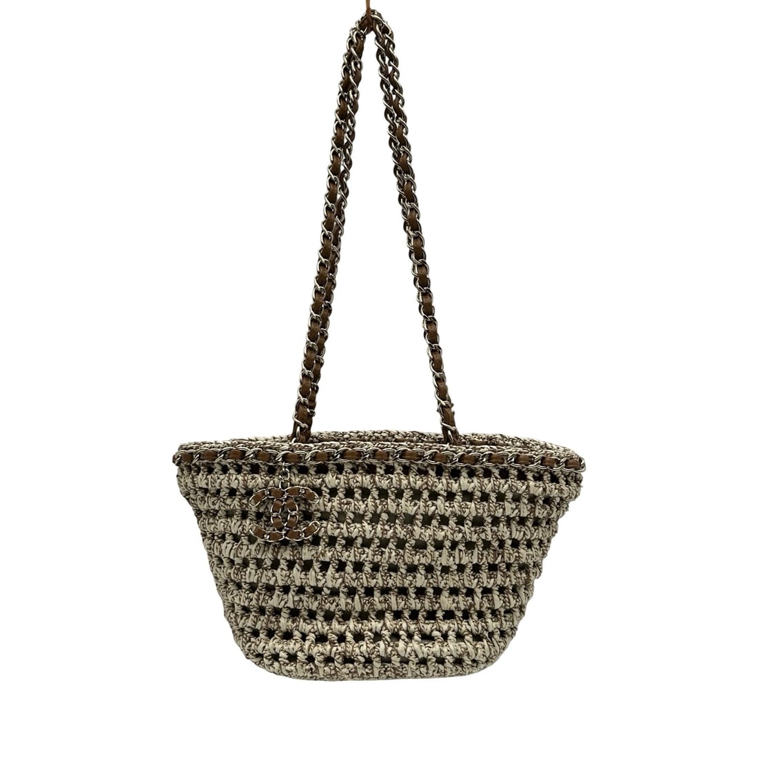 CHANEL COCO MARK SHOPPING BAG: CHANEL COCO Mark Shopping Bag Brand: CHANEL Type/Style: Shoulder Bag Material: Canvas / leather Color: Brown Size: W14.2 x H7.5x D5.1inch Accessories: None Accessories Notice: When purchas