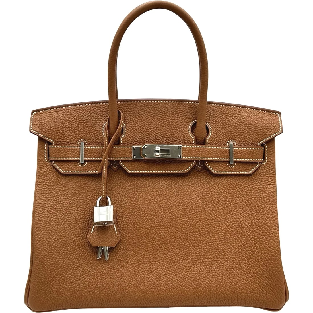 HERMES BIRKIN HANDBAG: HERMES Birkin Handbag Brand: HERMES Type/Style: Handbag Material: Togo Color: Gold Gold Hardware Size: W11.8 x H8.7x D6.3inch Accessories: None Accessories Notice: When purchasing pre-owned goods,